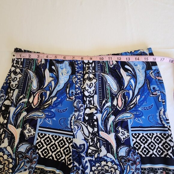 Chicos Women 1/8-M Paisley Floral Artisan Pull On Wide Leg Palazzo Pants Boho - Picture 8 of 11